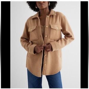 Express Women's Tweed Novelty oversized Shacket